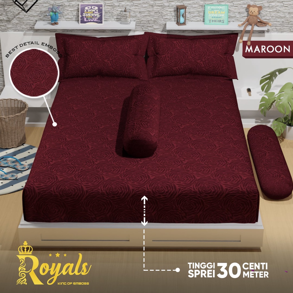 Royals Sprei Jacquard Emboss Uk 160/180 - Maroon