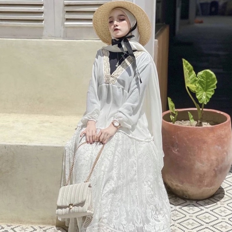 BEFAST - ZRD Blouse Wanita VINNA / ALIKA BLOUSE MIX RENDA / Blouse Wanita Casual / Blouse Pesta / Blouse Formal / Blouse Unik / Fashion Wanita Kekinian / Blouse Lengan Panjang