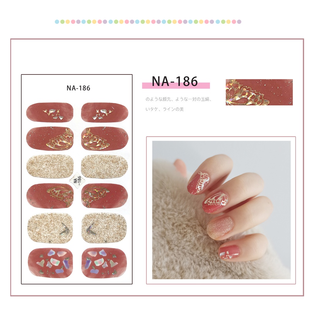 Na181-200 Lembar / Lembar Stiker Kuku Palsu 3d Bronzing Untuk Nail Art Diy