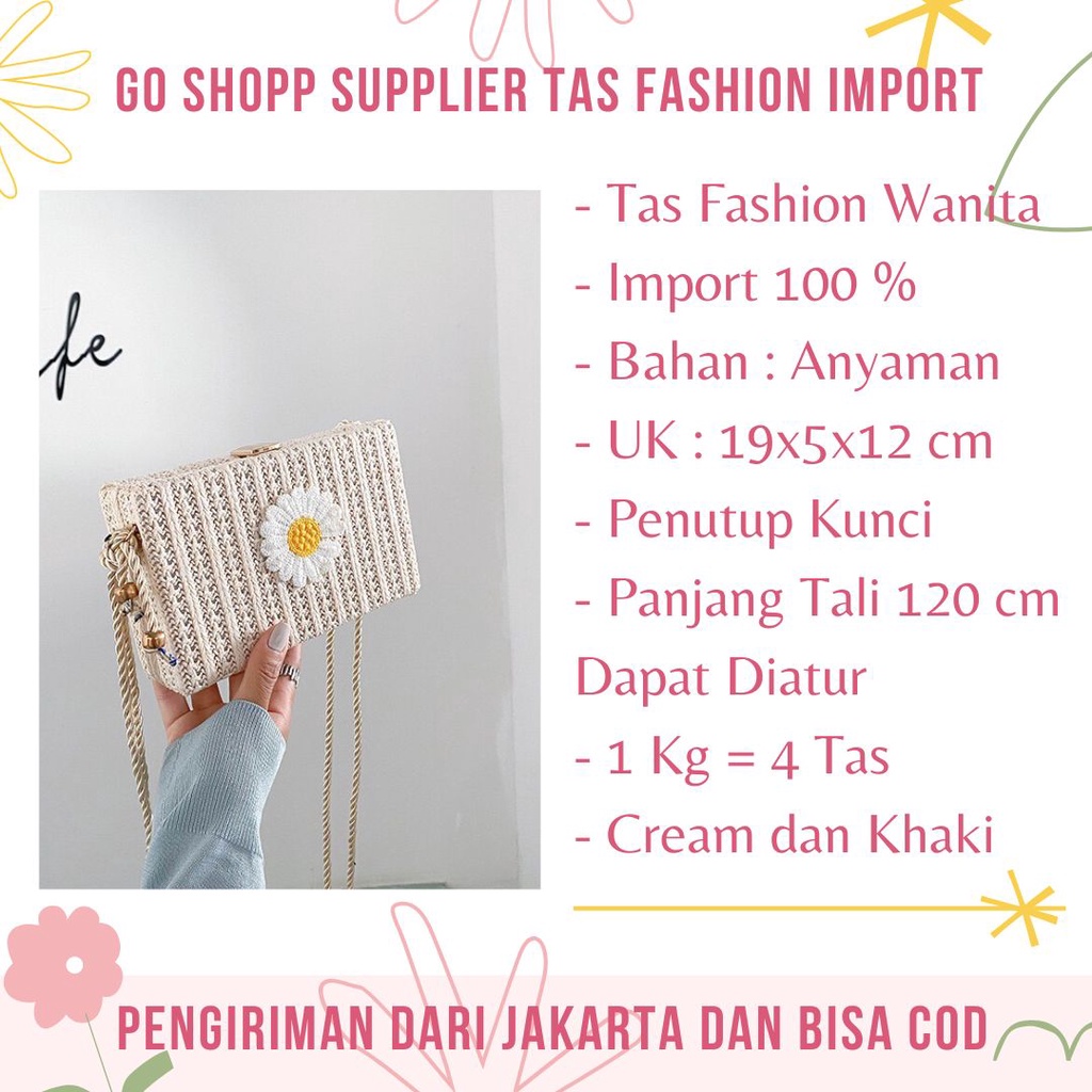 Tas Selempang Wanita Fashion Korea - Tas Wanita Motif Anyaman Bunga - Tas Import Fashion Wanita Terbaru - Tas Slempang Murah Import [SL78]