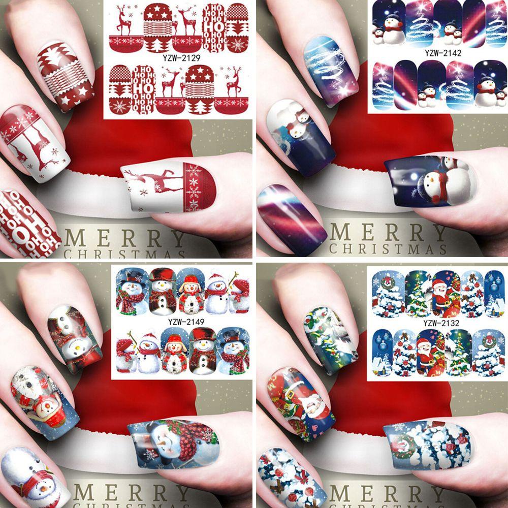 R-FLOWER Stiker Nail Art Wanita Beauty Snowmen Dekorasi Stiker