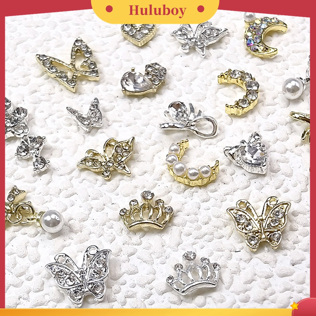 Huluboy Huluboy♡ 10pcs Charms Kuku 3D Desain Acak Untuk Salon Manicure