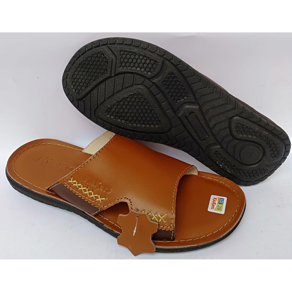 Sandal kulit pria grade kickers original casual selop asli dewasa murah berkualitas terbaru COD