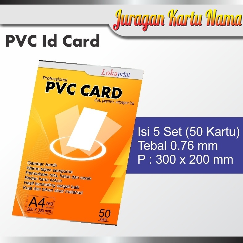 Jual pvc id card 5 set 0,76 mm bahan id card bahan kartu nama pvc
