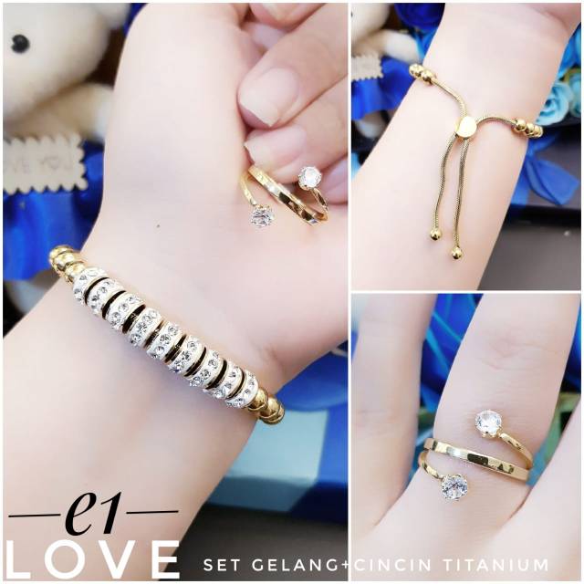 Titanium gelang dan cincin 1309j