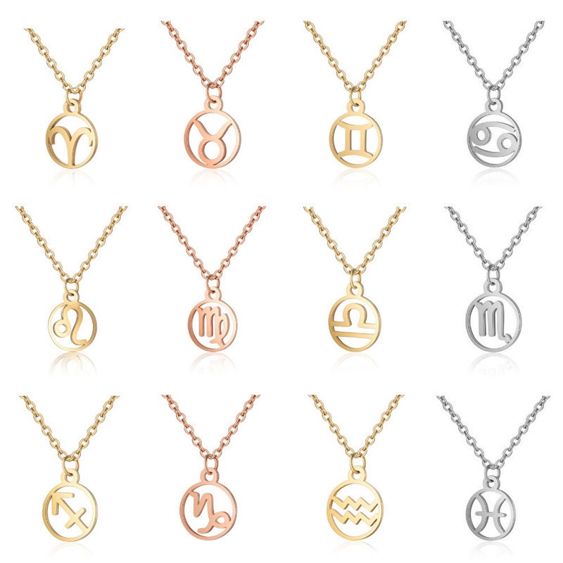 Kalung Rantai Dengan Liontin 12 Rasi Bintang Gaya Jepang Dan Korea Untuk Wanita