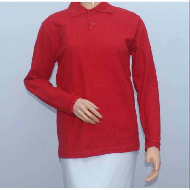 Kaos polos wangki lengan panjang bahan cotton lakos warna merah