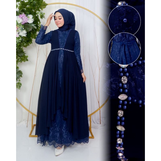 GAMIS DIANA // BAHAN TILLE BORDIR MUTIARA MIX CERUTY PLUS PAYET // By Jannah