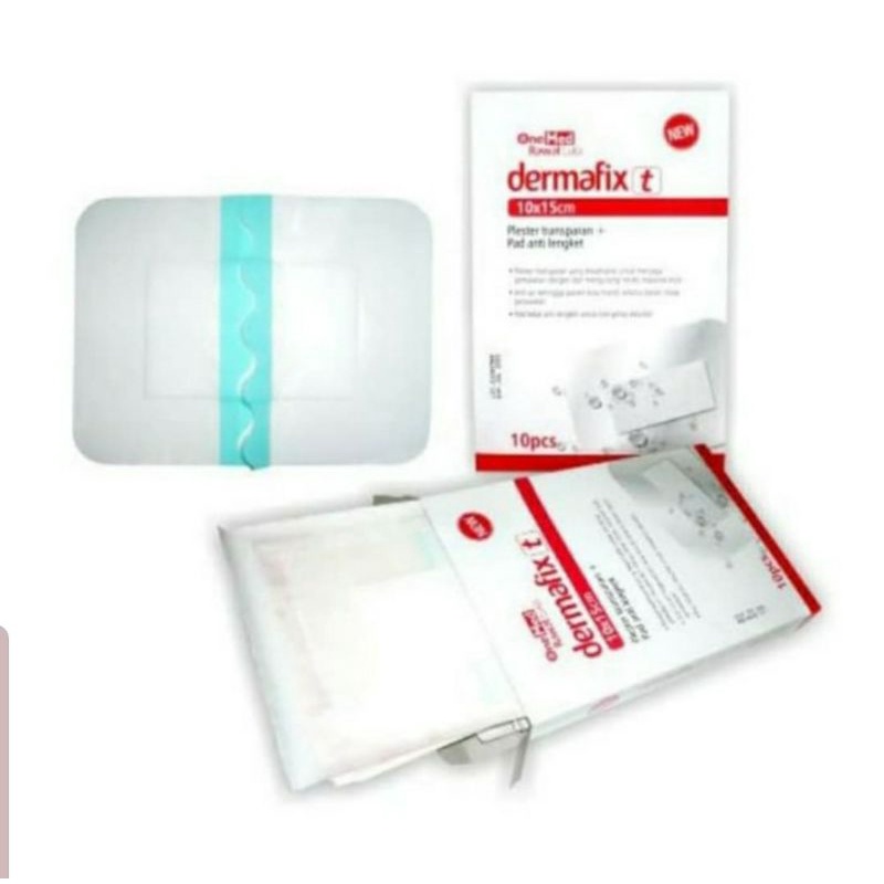 Dermafix T 10x15 Onemed 1 box (10pcs) Plester transparan + pad anti lengket