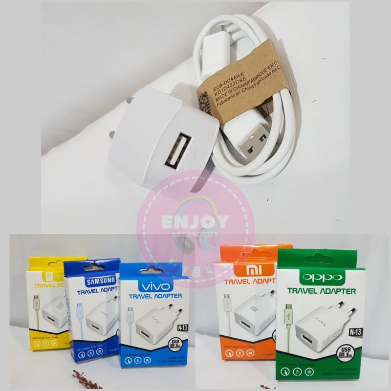 W3 Charger HP 1 USB Carger BRANDED N-13 / CAS SAMSUNG XIAOMI OPPO VIVO N13 + PACK