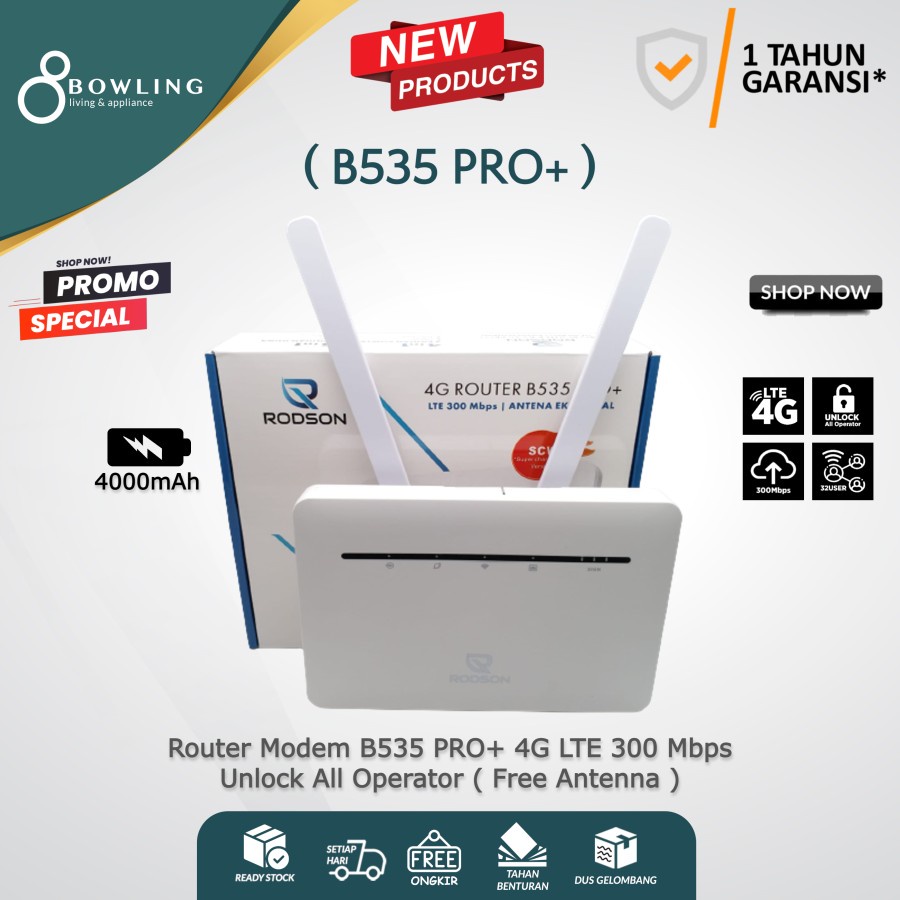 Router Modem Rodson B535 Pro+ 4G LTE 300 Mbps Simcard Unlock All Operator