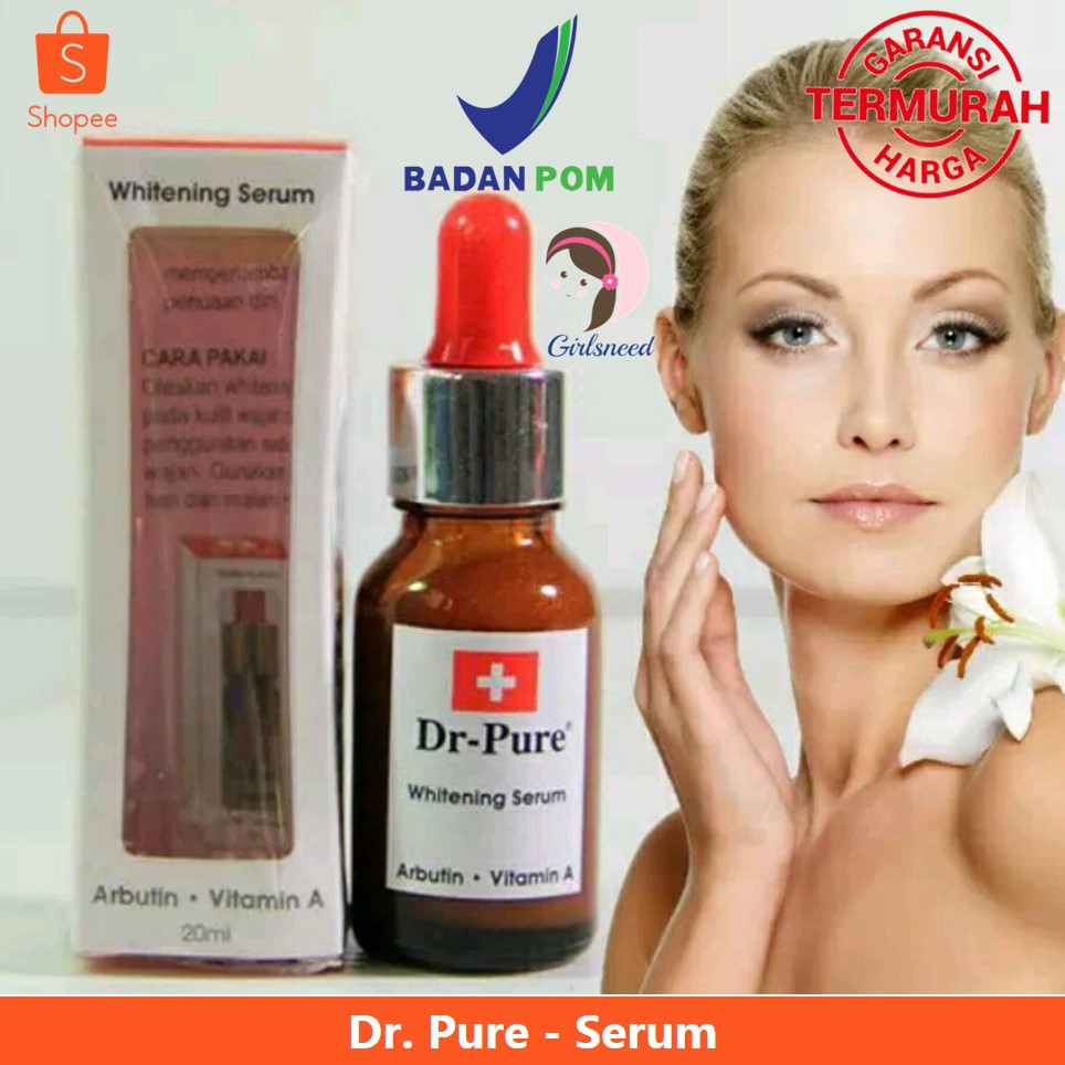 Dr Pure Whiteing Serum Arbutin Vitamin A 20 ml Serum Pemutih Wajah Mencerahkan Memutihkan Anti Flek