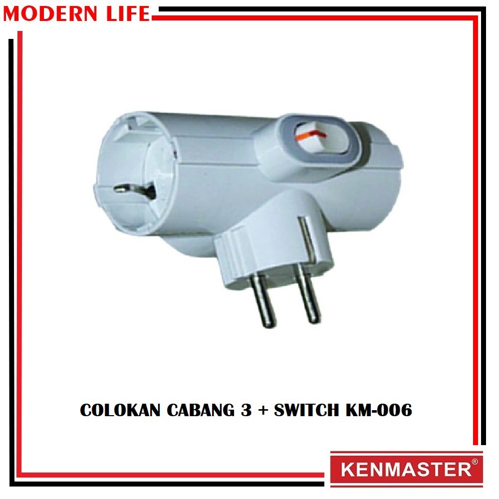 Plug Adaptor + Switch / Steker Adaptor + Saklar / Colokan 3 Kenmaster