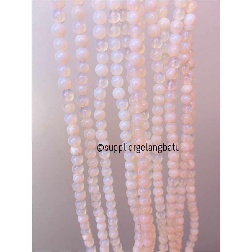 batu 4mm moonstone opalite akik tembus senter rencengan gelang kalung aksesoris stone bracelet etnik