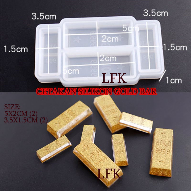 SF  GOLD BAR EMAS CETAKAN SILIKON DEKORASI KUE ALAT DEKORASI FONDANT COKLAT RESIN CLAY ART LILIN SAB
