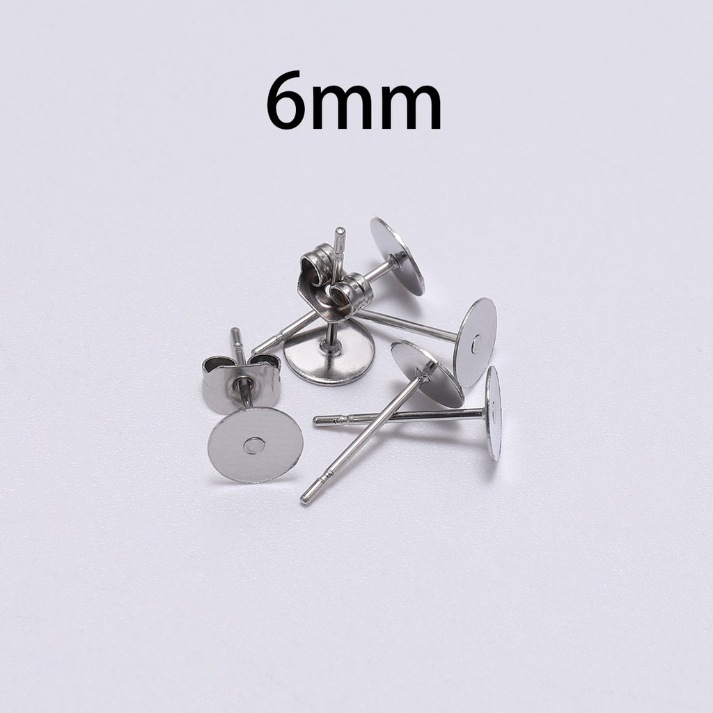 100pcs/lot Sliver Stainless Steel Blank Post Earring Studs Base Pins With Earring Plug Findings Ear Back For DIY Jewelry Making