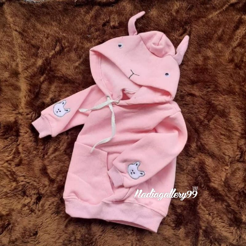 sweater hoodie rabbit 0-12 bulan