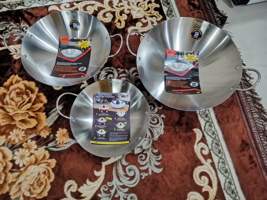 Kuali / Wajan Harden Stainless Steel 40cm Golden Flying Fish