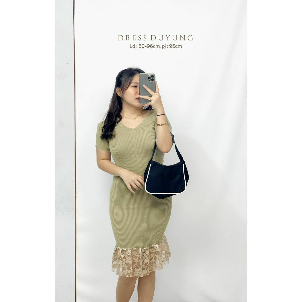 Midi Dress Rajut Halus Wanita Bodycon Model Dress Duyung Lesvi HOPYLOVY