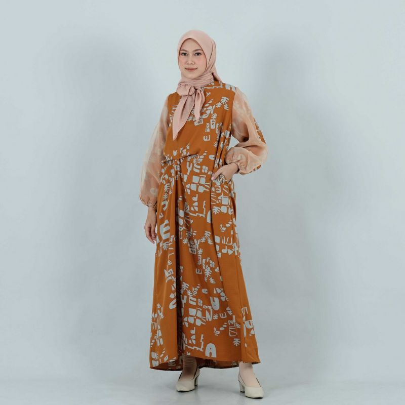 PLUMERIA DRESS ORANGE ORIGINAL BY DEENAY