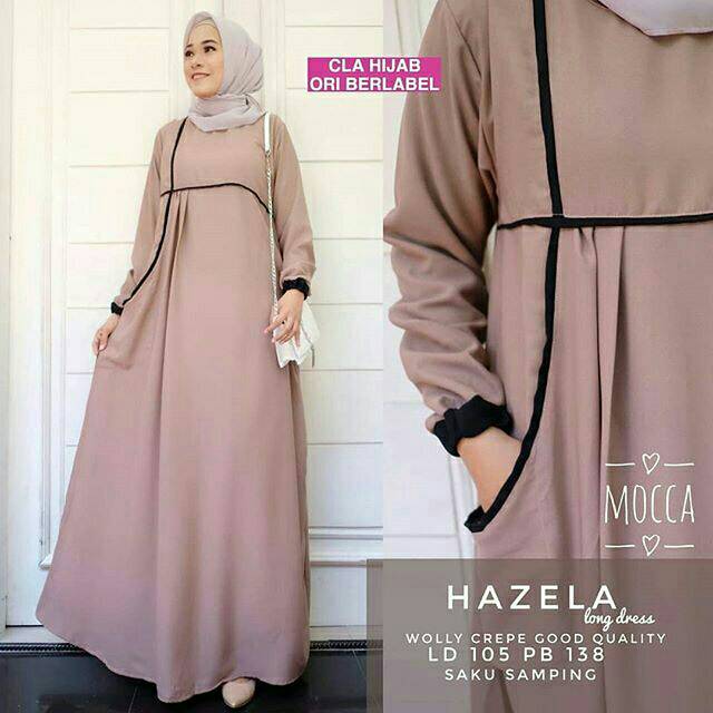 Hazela Long Dress, DRESS MUSLIM, baju wanita, baju gamis, dress, gamis, Baju gamis, fashion wanita