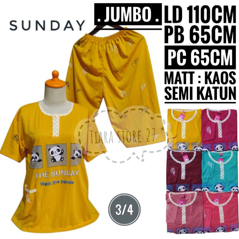 Baju Tidur 3/4 JUMBO wanita harga murah BIO PREMIUM