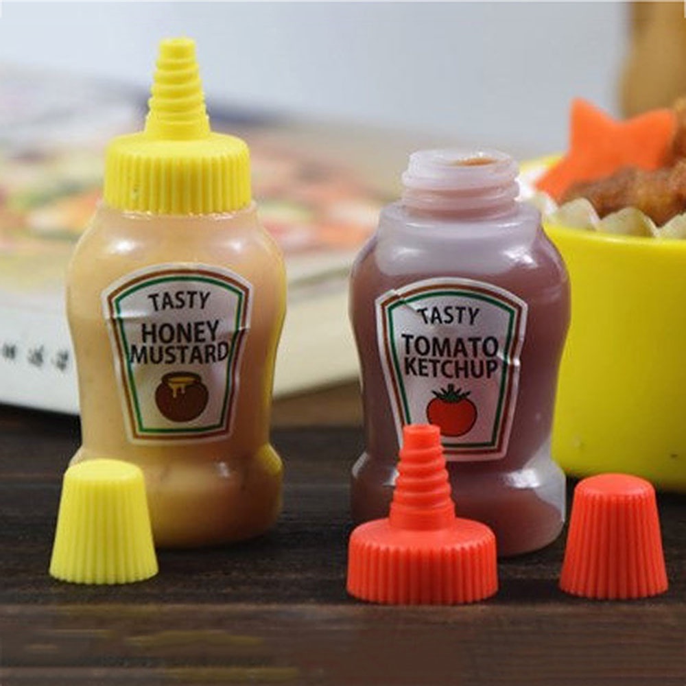 Quinton 2pcs / Set Botol Saus Tomat / Kecap / Salad Mini Portable 25ml Anti Bocor