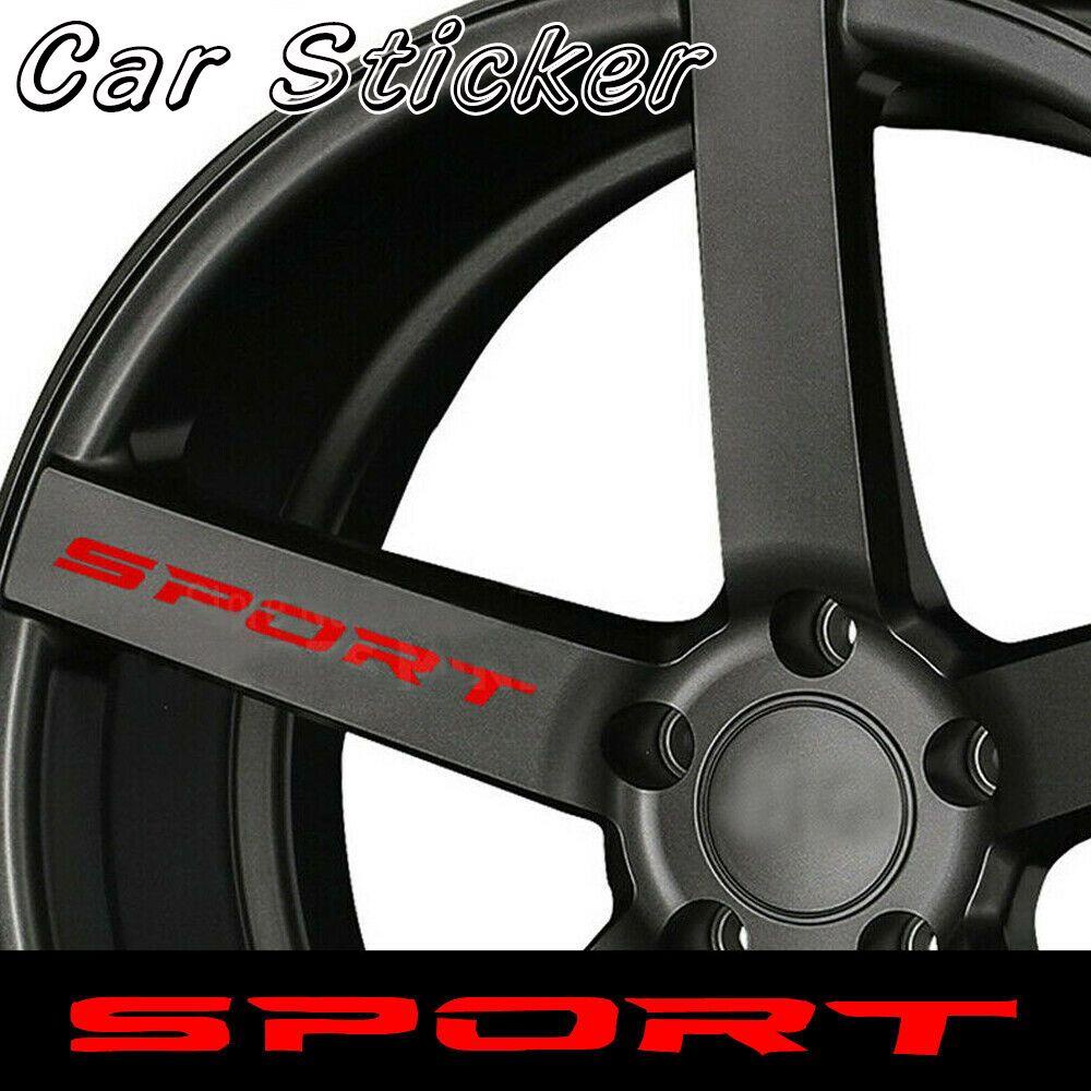 Populer 4Pcs Stiker Mobil Hitam/Silver/Kuning/Merah/Biru Velg Pintu Mobil Balap SPORT