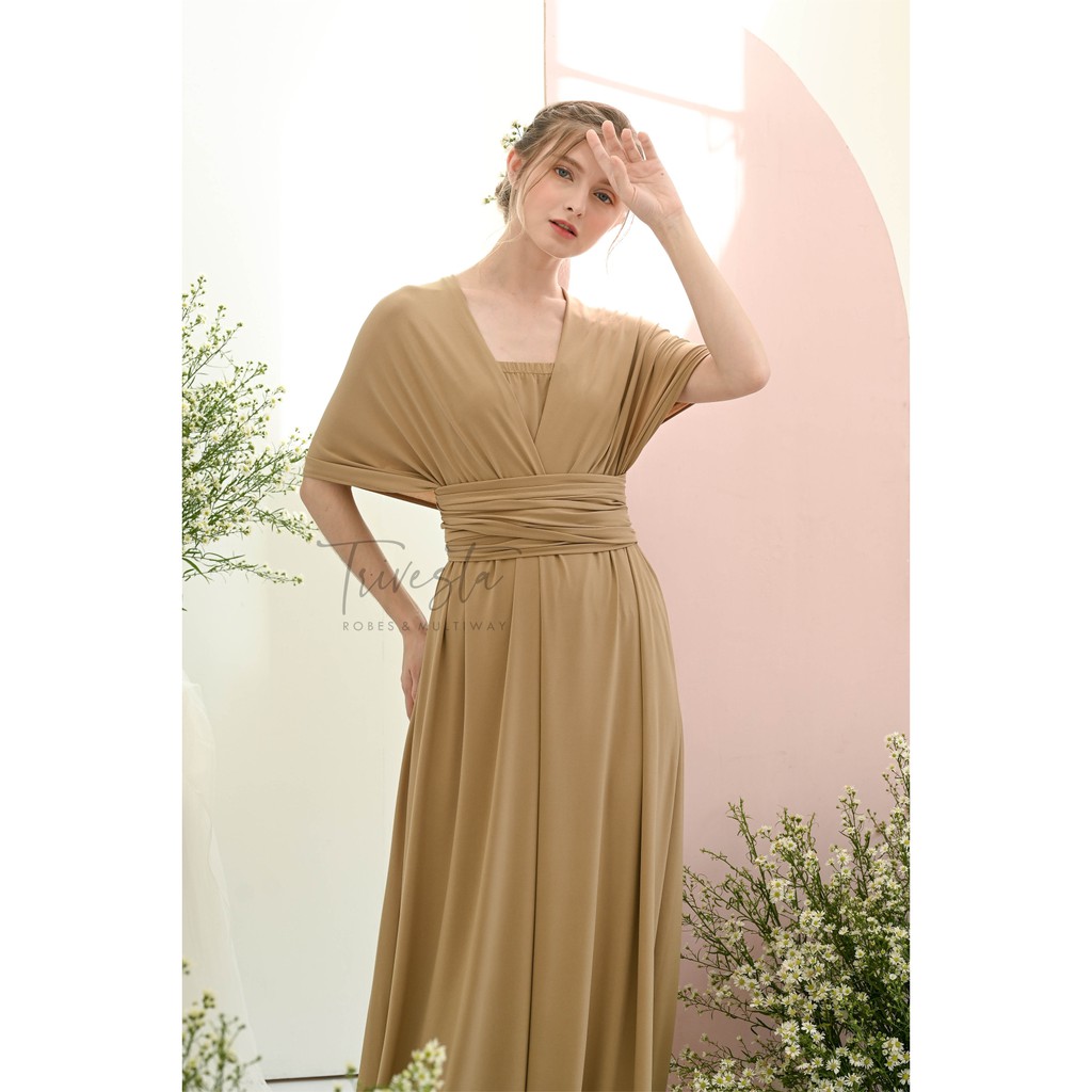 MAXI | TAN | MULTIWAY INFINITY CONVERTIBLE DRESS | FREE KEMBEN &amp; SPECIAL LONG SCRAFT