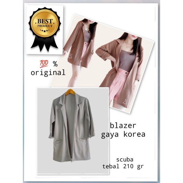 blazer scuba / baju kerja wanita / outer ala korea / jas wanita korea / blazer wanita korea