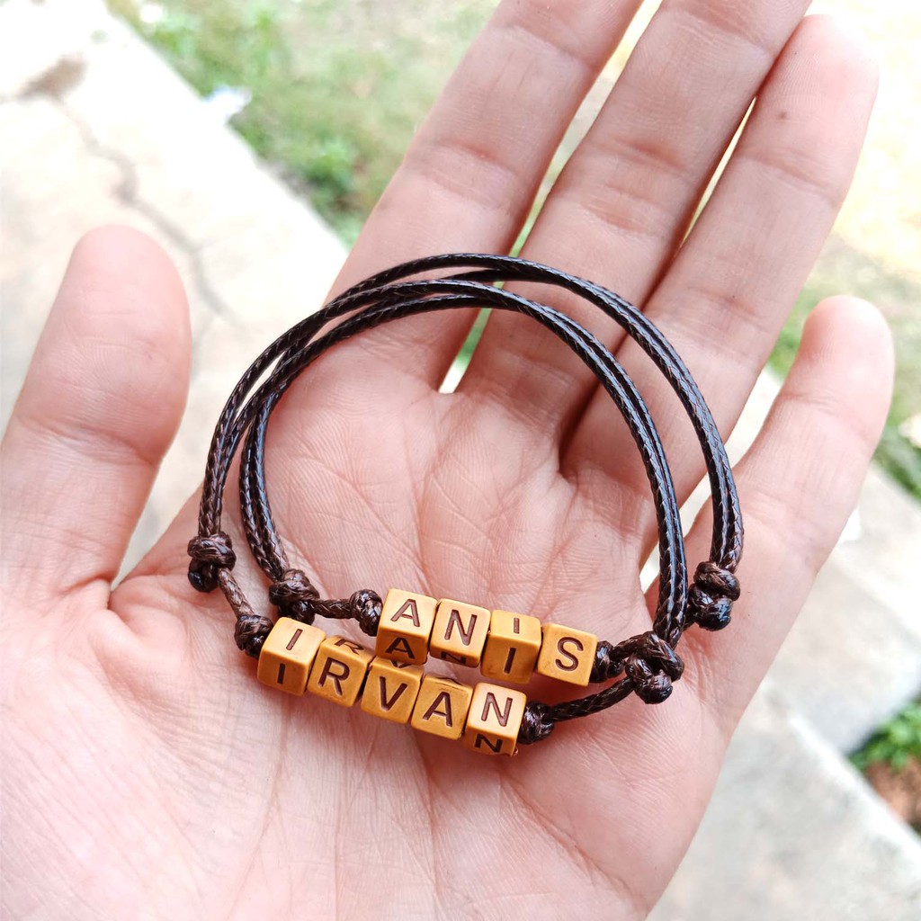 BELI 1 GRATIS 1 (DAPAT DUA GELANG) GELANG NAMA COKLAT ETNIK