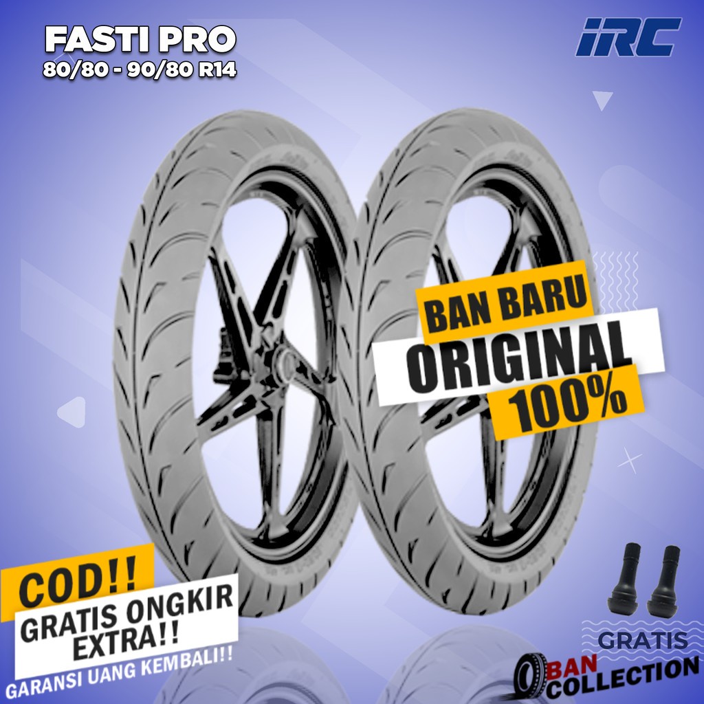 Paket Ban Motor Matic RACING COMPOUND // IRC FASTI PRO 80/80 - 90/80 Ring 14 Tubeless ban motor mati