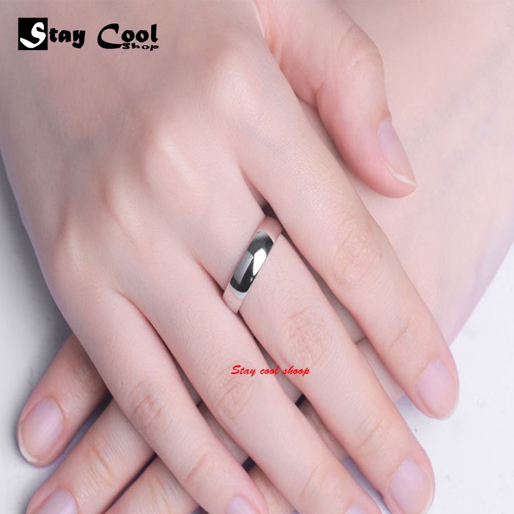 Cincin Bulat Polos Titanium KOREAN FASHION Titanium Tunangan Pria Dan Wanita Anti Karat Asli Ori