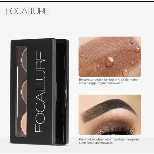 (READY &amp; ORI!) Focallure Eyebrow Eye brow Powder 3 Color Pallete FA04 FA 04 waterproof terbaru viral