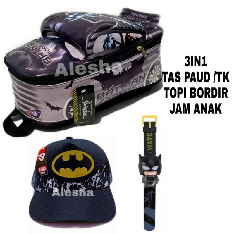 TAS RANSEL ANAK LAKI LAKI KARAKTER BATMAN MOBIL/COCOK UNTUK PAUD DAN BALITA