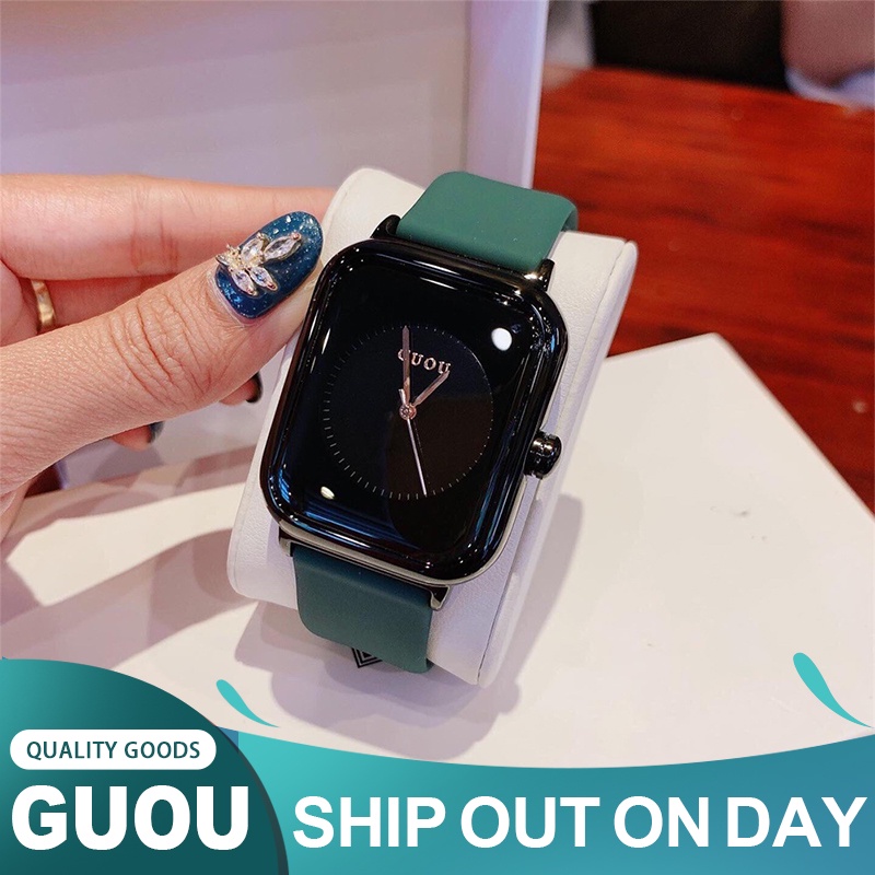 【Ready 】【100%ORI】 GUOU Waterproof Women's Watch Wanita Jelly menonton tali karet wanita menonton Korea menonton fashion【COD】