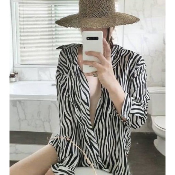 BEFAST - ZEC OOTD Wanita Kemeja STEDY / Kemeja Tieka Oversize Zebra Shirt / Pakaian Kemeja Kasual / Kemeja Trendy / Kem Lengan Panjang / Termurah / Kemeja Kekiniaan Remaja Wanita