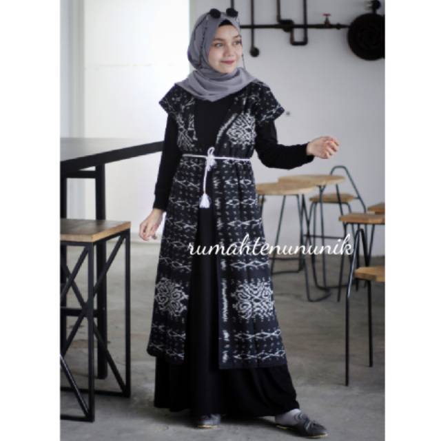 Baju Tenun Long Outer Tenun Etnik Putri (OUTER SAJA)