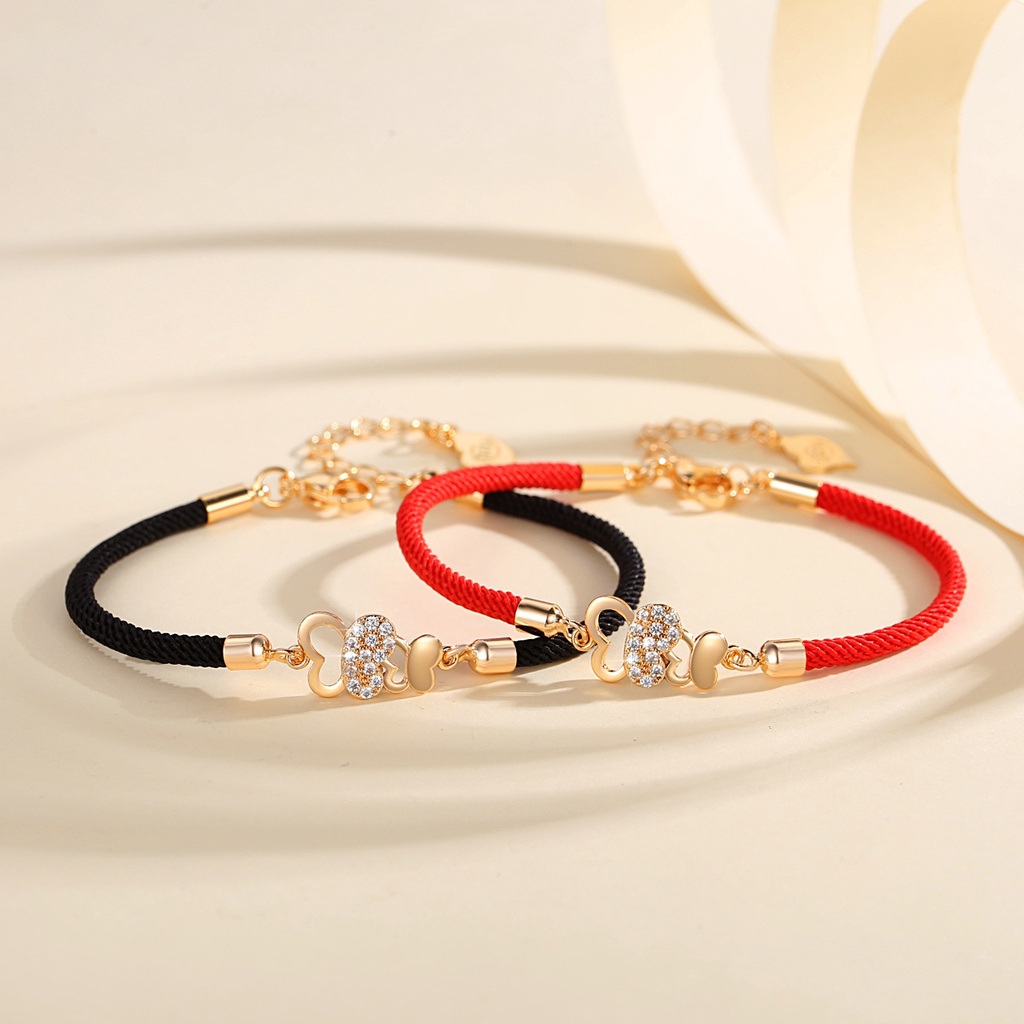 Y663 [COD✔] Gelang Tali Wanita Lapis Emas Gelang Liontin Charm Tali Busana Gelang Aksesoris Wanita