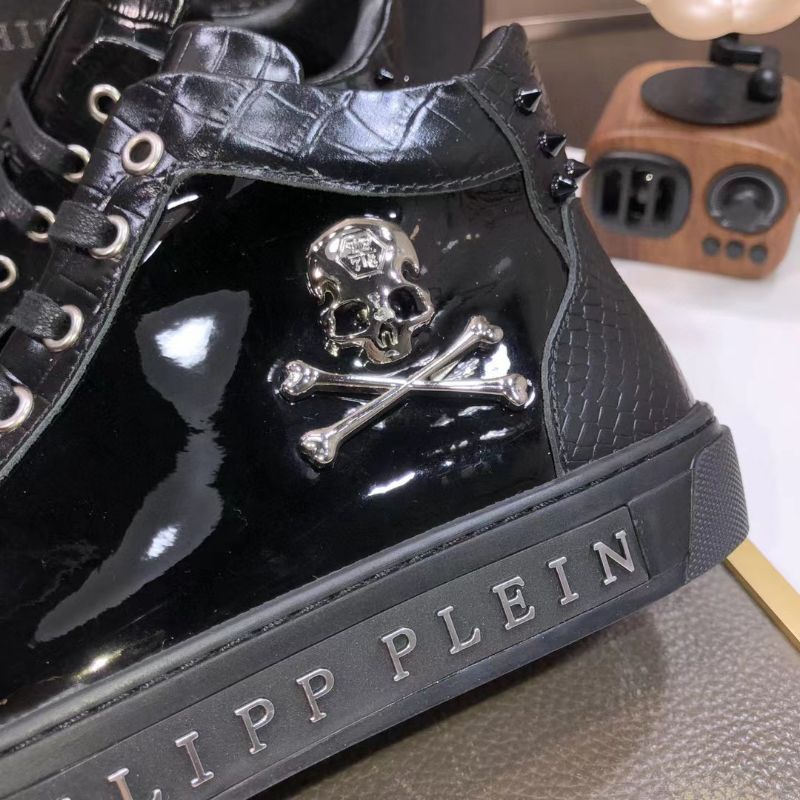 sepatu philipp plein sneaker boots pria mirror top Brand pp shoes men cowok hitam