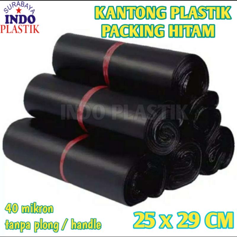 

ISI 100 PCS PACKING 25X29 CM HITAM PLASTIK KRESEK KANTONG PACKING HITAM TEBAL