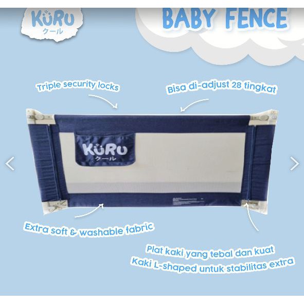 KURU Baby Bedrail 120 160 180 200cm Pembatas Pengaman Pagar Kasur Ranjang Bed Rail Safety