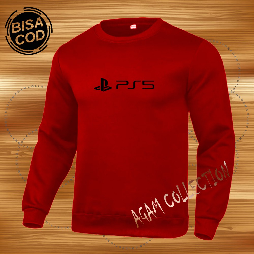 Agam collection Sweater Distro Ps5 Premium Text Putih Pria Wanita