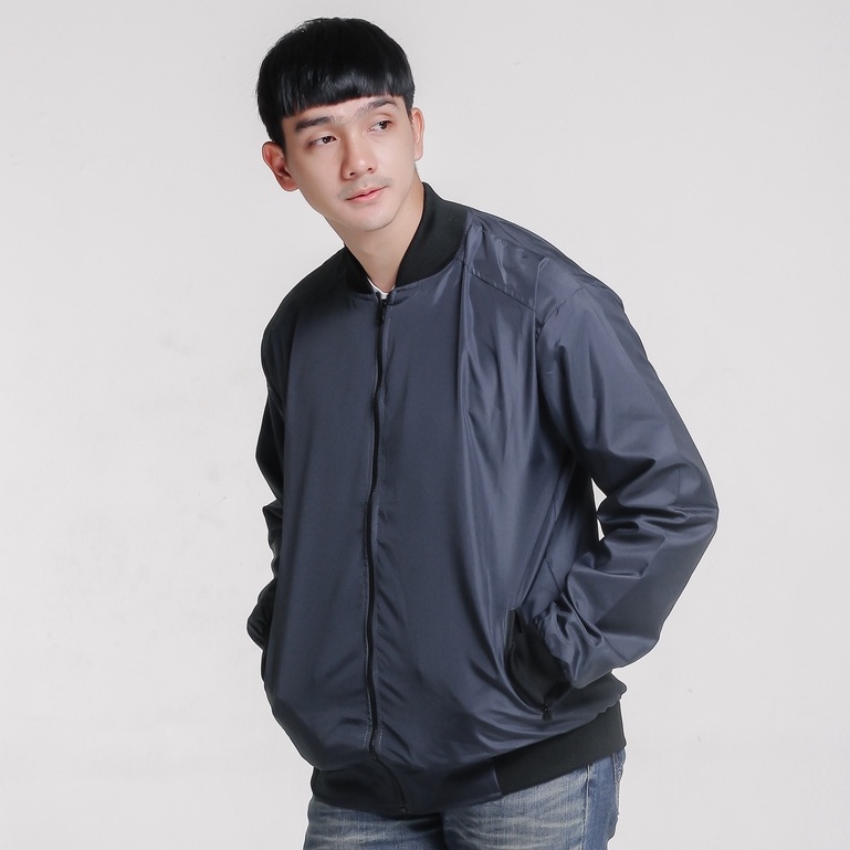 Public Fashion - Bomber Eksekutif - Jaket Pria Keren-Abu Tua