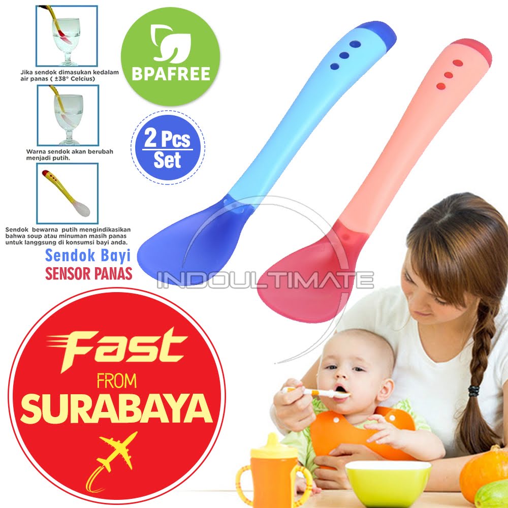 SDB-03 2pc Sendok SENSOR makan Bayi BPA FREE peralatan makan bayi mpasi biskuit bayi