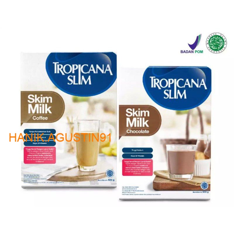 

Tropicana Slim Skim Milk dan High Fiber Milk Coffee dan Chocolate 500gr / Susu Tropicana Slim Non Fat 500gr SS91