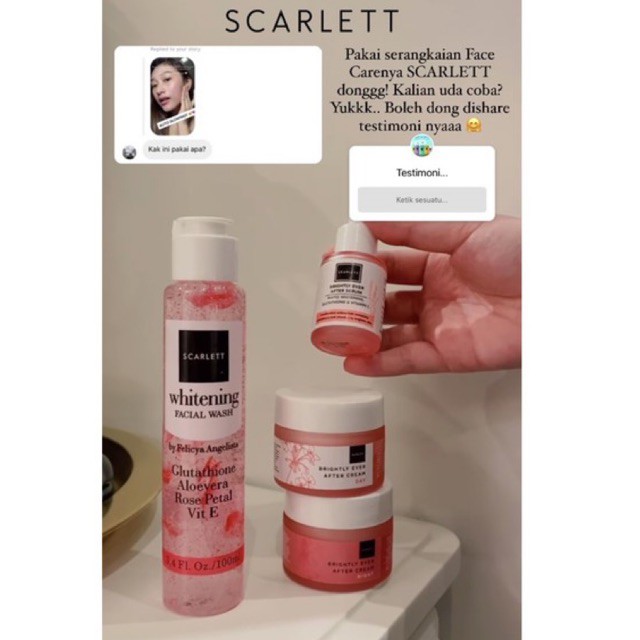 paket skin care brigtly  scarlett whitening free gift