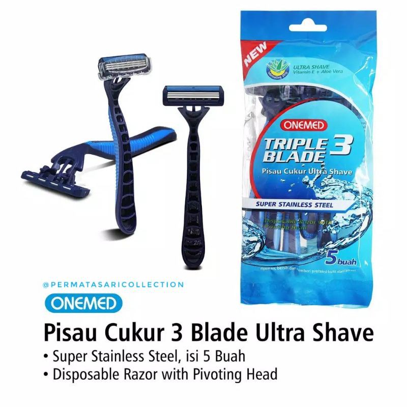 Alat Cukur 3 Pisau Blade Ultra Shave Onemed Pencukur Rambut Bulu Kumis Jenggot Operasi Medis Ecer