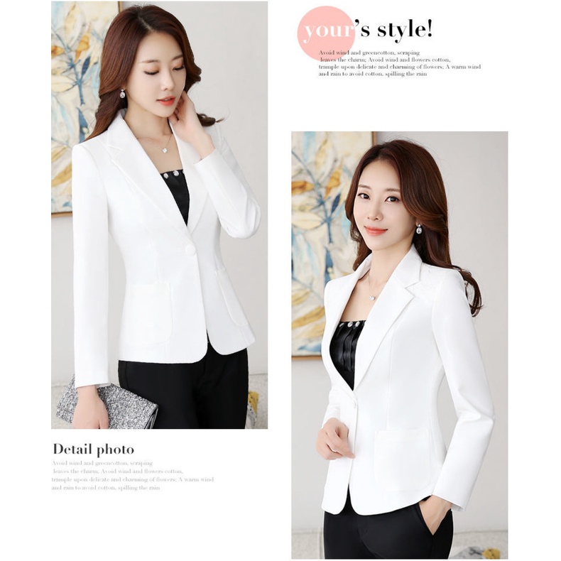 BLAZER WANITA FORMAL SANTAI CASUAL PUTIH PANJANG - BLAZER KERJA WANITA WARNA PUTIH