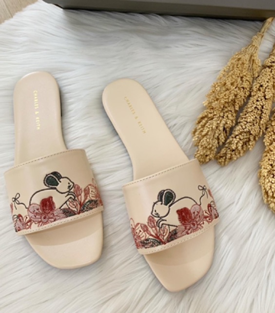 [7.7 Boombastis Sale⚡] - SANDAL WANITA CKS137 EMBROIDERED SLIDE PREMIUM IMPORT